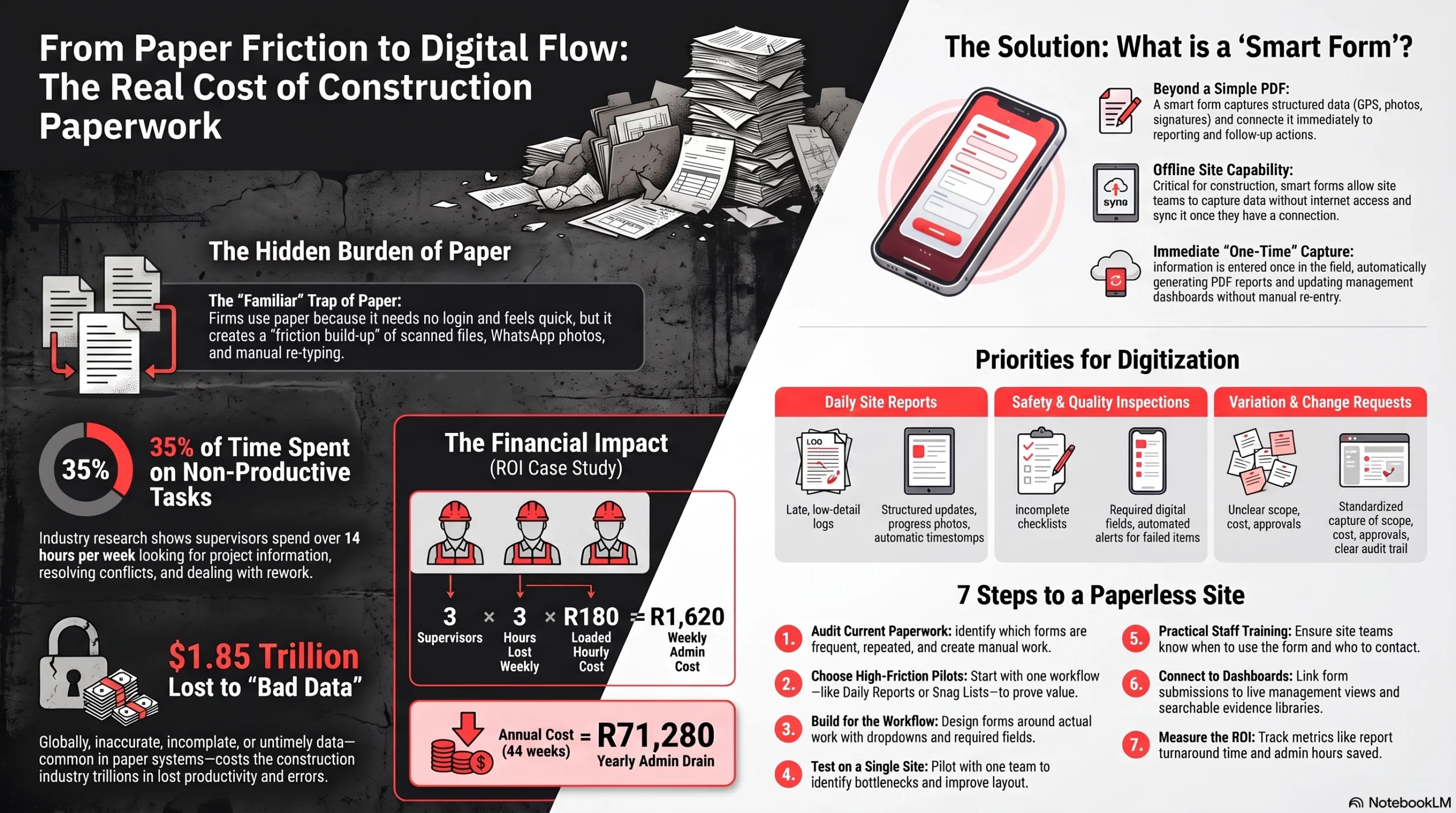 Cost of Construction Paperwork Infographic